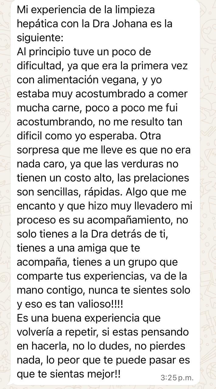 Captura de WhatsApp — testimonio sobre el acompañamiento grupal