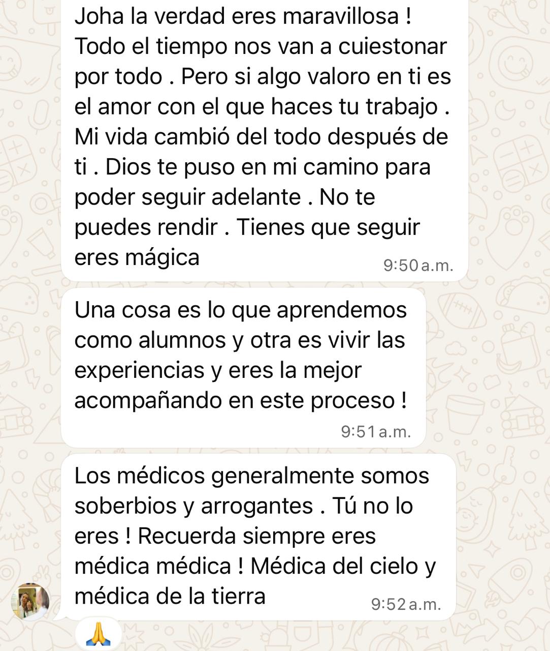 Captura de WhatsApp — testimonio de cambio de vida